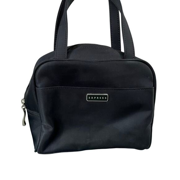 Express Black Vintage Square Nylon Mini Top Handle Bag Y2K Vintage Handbag - Picture 1 of 5